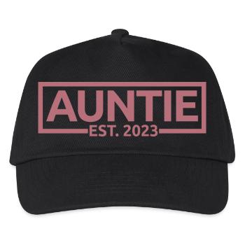 Tante Est. 2023, Tante zu sein, Schwangerschaft enthüllen - Kinder Basecap - Schwarz - Vorne