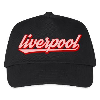 Liverpool Schriftzug Rot Grafik Beschreibung: Gesc - Kinder Basecap - Schwarz - Vorne