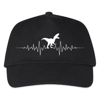 Dinosaur and Heartbeat Illustration - Kids’ Baseball Cap - black - Front