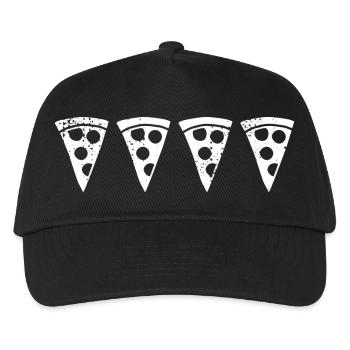 Retro Pizzastück - Kinder Basecap - Schwarz - Vorne