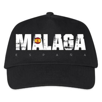 Málaga Distressed Text mit spanischer Flagge - Kinder Basecap - Schwarz - Vorne