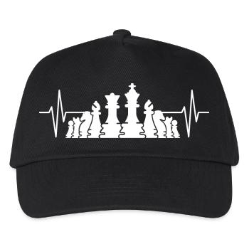 Schach Herzschlag Figuren Schachspieler Verein - Kinder Basecap - Schwarz - Vorne