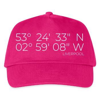 Koordinaten Liverpool England - Kinder Basecap - Fuchsia - Vorne
