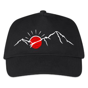 Purpurrote Sonne über schneebedeckten Gipfeln - Kinder Basecap - Schwarz - Vorne