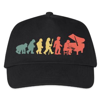Klavierspieler Pianist Evolution - Kinder Basecap - Schwarz - Vorne