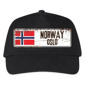 Oslo Norwegen Flagge - Kinder Basecap - Schwarz - Vorne