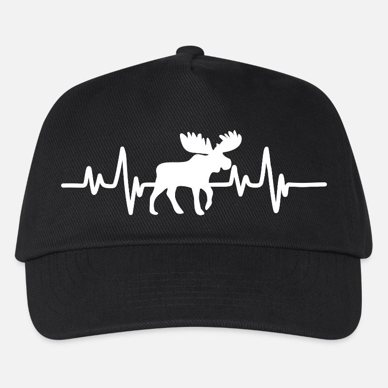 Elch Herzschlag Silhouette - Kinder Basecap - Schwarz