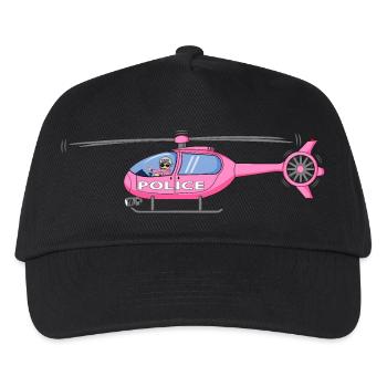Polizeihubschrauber in Rosa - Kinder Basecap - Schwarz - Vorne