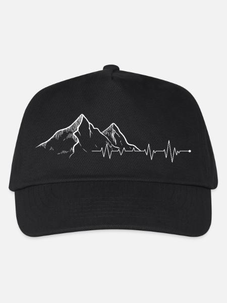 Minimal Mountain Heartbeat Design - Kids’ Baseball Cap - black
