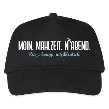 Moin Mahlzeit N'Abend – Norddeutscher Humor - Kinder Basecap - Schwarz - Vorne