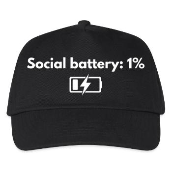Social Battery 1 Prozent – Lustiges introvertiertes Hemd - Kinder Basecap - Schwarz - Vorne