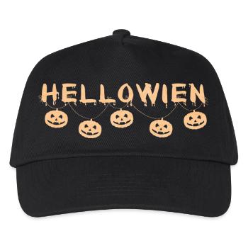 Kürbisgirlande HELLOWIEN - Halloween - Wortspiel - Kinder Basecap - Schwarz - Vorne