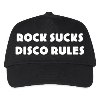 ROCK-SUCKS-DISCO-REGELN - Retro Rock vs. Disco - Kinder Basecap - Schwarz - Vorne