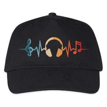 Music DJ Musician Headphones Heartbeat - Kids’ Baseball Cap - black - Front