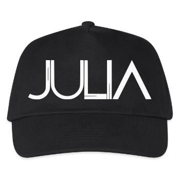 Julia Namendesign - moderne filigrane Typografie - Kinder Basecap - Schwarz - Vorne