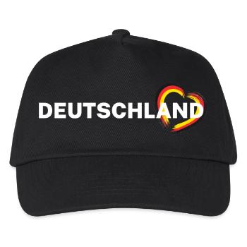 Deutschland – Herz in Schwarz Rot Gold - Kinder Basecap - Schwarz - Vorne