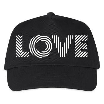 Love im Quadrat – Schrift Liebe Typo-Design - Kinder Basecap - Schwarz - Vorne