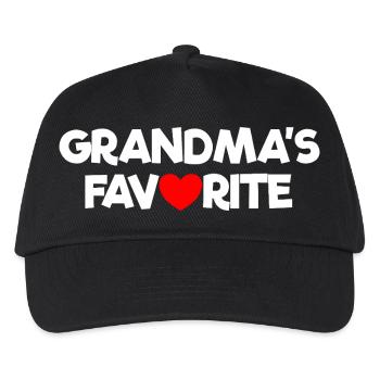 Favorite Grandchild Red Heart Grandma's Favorite - Kinder Basecap - Schwarz - Vorne