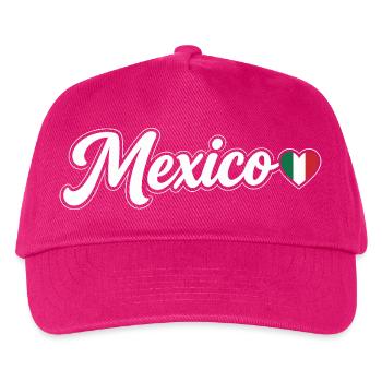 Mexico Script with Flag Heart Fan Patriotic - Kids’ Baseball Cap - fuchsia - Front