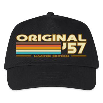 Retro Stripes 70er Original 57 - Kinder Basecap - Schwarz - Vorne