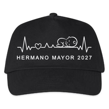 Hermano Mayor 2027 Latido del Corazón Embarazo - Kinder Basecap - Schwarz - Vorne