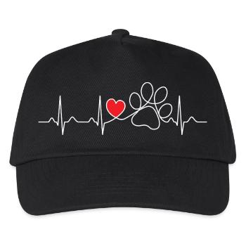Dog Paw Heartbeat - Dog Lover Gift - Kids’ Baseball Cap - black - Front