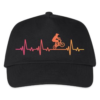 BMX Bike Sunset BMX Rider's Heartbeat - Kids’ Baseball Cap - black - Front