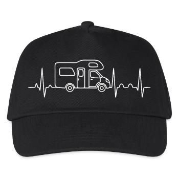 Camping love with heartbeat and motorhome - Kids’ Baseball Cap - black - Front