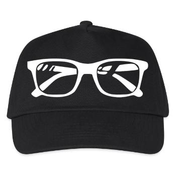 Brille_weiss_Augenoptiker_Geschenk_Optiker - Kinder Basecap - Schwarz - Vorne