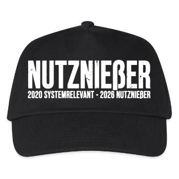 Nutznießer Shirt - 2020 systemrelevant Protest. - Kinder Basecap - Schwarz - Vorne