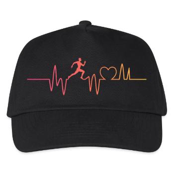 Laufen Joggen Herzschlag running - Kinder Basecap - Schwarz - Vorne