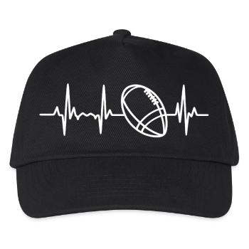 Football Herzschlag EKG Herzlinie Puls - Kinder Basecap - Schwarz - Vorne
