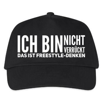 Ich bin nicht verrueckt das ist Freestyle Denken - Kinder Basecap - Schwarz - Vorne