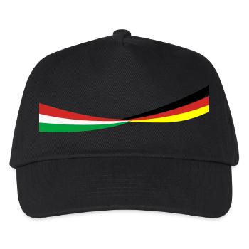 Italien - Deutschland - Schmal - Banner Sport Flag - Kinder Basecap - Schwarz - Vorne