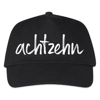 18 achtzehn 18. Geburtstag Geschenk Volljährigkeit - Kinder Basecap - Schwarz - Vorne