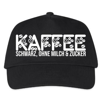 Kaffee - schwarz, ohne Milch und Zucker - Kinder Basecap - Schwarz - Vorne