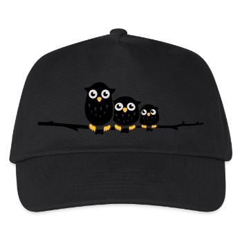 three owls on a branch - Kids’ Baseball Cap - black - Front