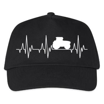 Herzschlag EKG Traktor Trecker Ackerschlepper - Kinder Basecap - Schwarz - Vorne