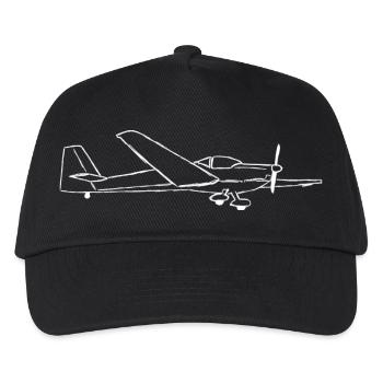 Falke Motorsegler Rotax Geschenk Segelflieger - Kinder Basecap - Schwarz - Vorne