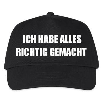 Ich habe alles richtig gemacht, lustiger Spruch - Kinder Basecap - Schwarz - Vorne