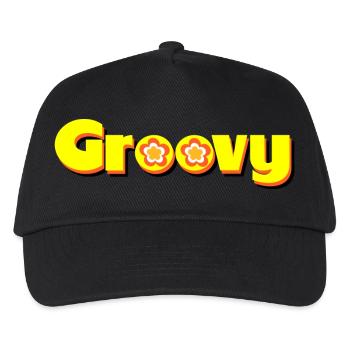 Groovy 70er Jahre Blume Blüte - Kinder Basecap - Schwarz - Vorne