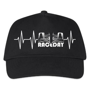 puls raceday formula racing Auto Autorennen Symbol - Kinder Basecap - Schwarz - Vorne