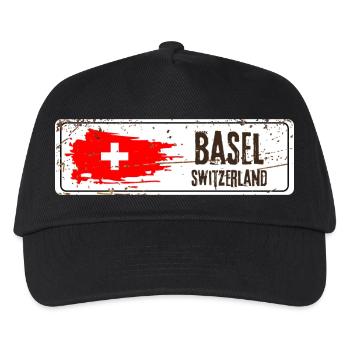 Basel Schweiz Flagge - Kinder Basecap - Schwarz - Vorne
