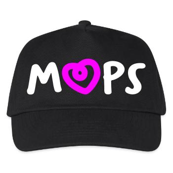 Mops Herz Hunde Fan tierlieb Gassi Rasse Bello - Kinder Basecap - Schwarz - Vorne