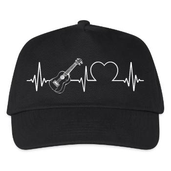 Hawaiian Ukulele Uke Heartbeat - Kids’ Baseball Cap - black - Front