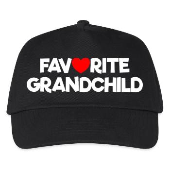 Funny Red Heart Favorite Grandchild - Kids’ Baseball Cap - black - Front