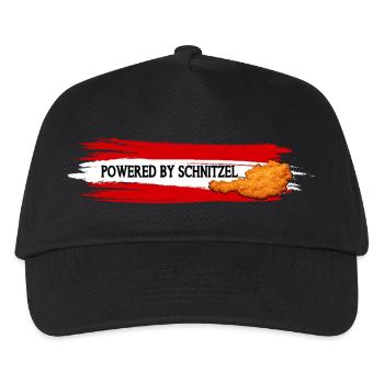 Powered By Schnitzel Austria Humor Shirt - Kids’ Baseball Cap - black - Front