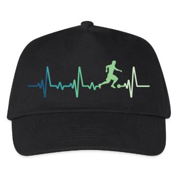 Fußball-Heartbeat-Fußballer - Kinder Basecap - Schwarz - Vorne
