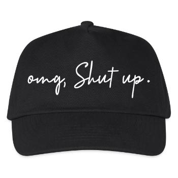 Omg, Shut Up – minimalistischer Sarkasmus-Humor - Kinder Basecap - Schwarz - Vorne