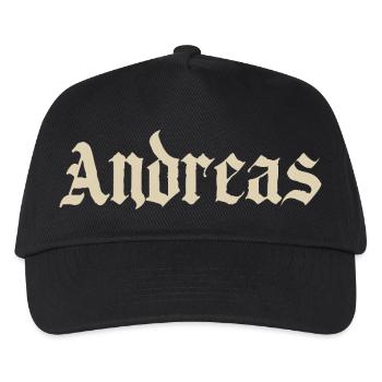 Andreas Fraktur Schrift Motiv - Kinder Basecap - Schwarz - Vorne